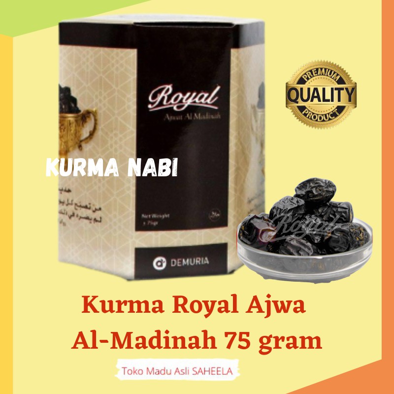 

Kurma Royal Ajwa Al-Madinah Kurma Nabi Rasul Kurma Hitam Royal Dates Ajwa Kurma Kering 75 gram