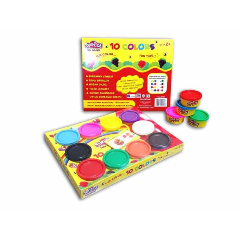 mainan lilin mainan clay mainan fundoh 10 in 1 set fun-doh playdoh mainan anak bentuk bentuk dough