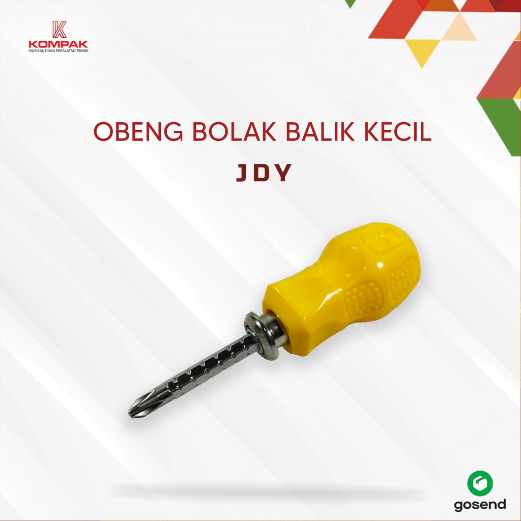 JDY Obeng 2 Way BB Kuning Pendek Cebol 6mm