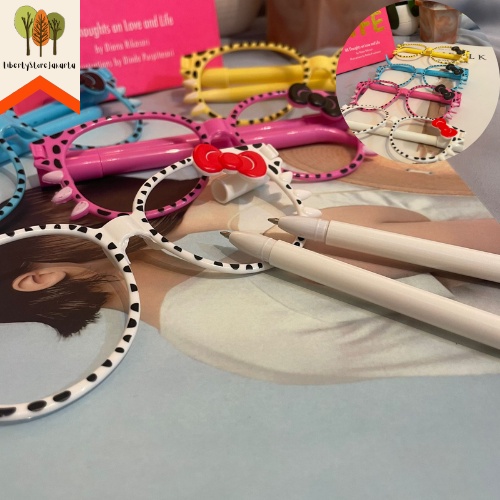 Pulpen Bentuk Kacamata isi 2 Pulpen Pen Ballpoint Funny Glasses Shape Fancy Gift Best Stationery For