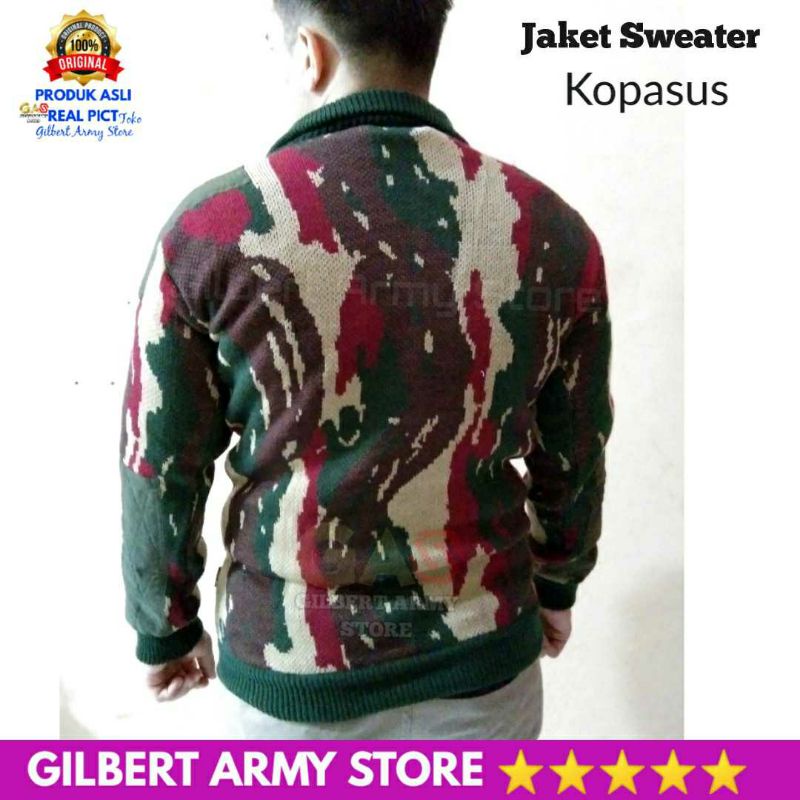 GILBERT ARMY STORE Sweater Loreng Kopasus Rajut Jaket Kopassus Pria Wanita Motif Camo Militer Tni Grosir Murah Kualitas Premium Terbaru