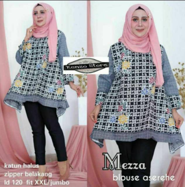 Tunik Batik Jumbo Tunik Aserehe Bunga Strip Ld 120cm Asli Batik Pekalongan