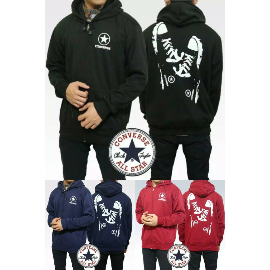 SWEATER JAKET CONVERSE - SWEATER HOODIE CONVERESE DEWASA JACKET ZIPPER PRIA OVERSIZE M L XL XXL XXXL