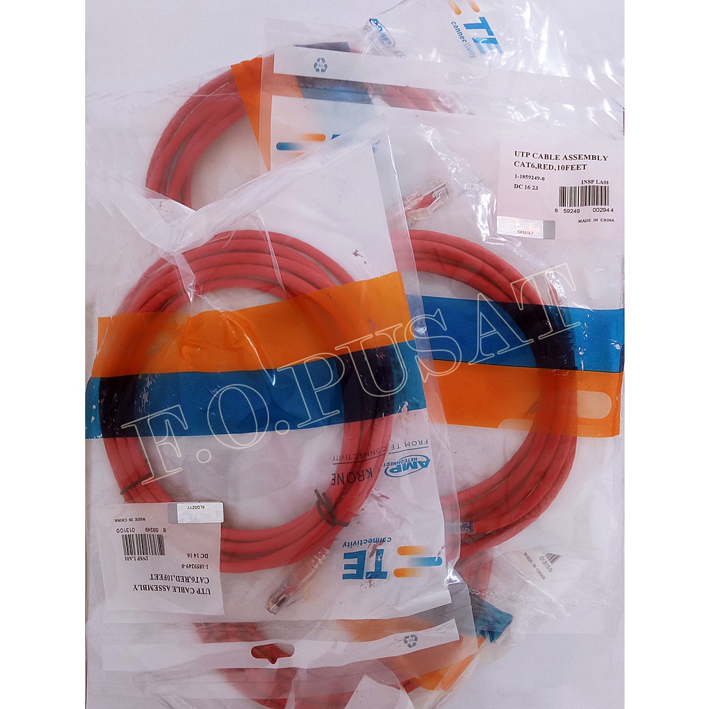 Amp Patchcord Cat6 / Cat.6 10feet Red Patch cord 3 MTR ORIGINAL