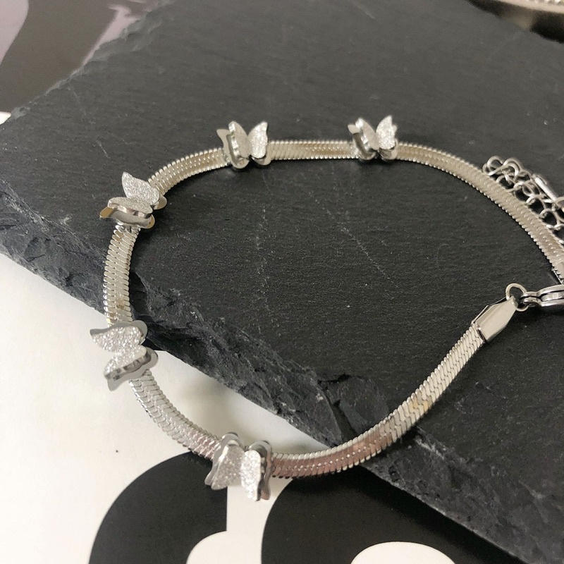 Gelang tangan gepeng lima kupu titanium korea anti karat