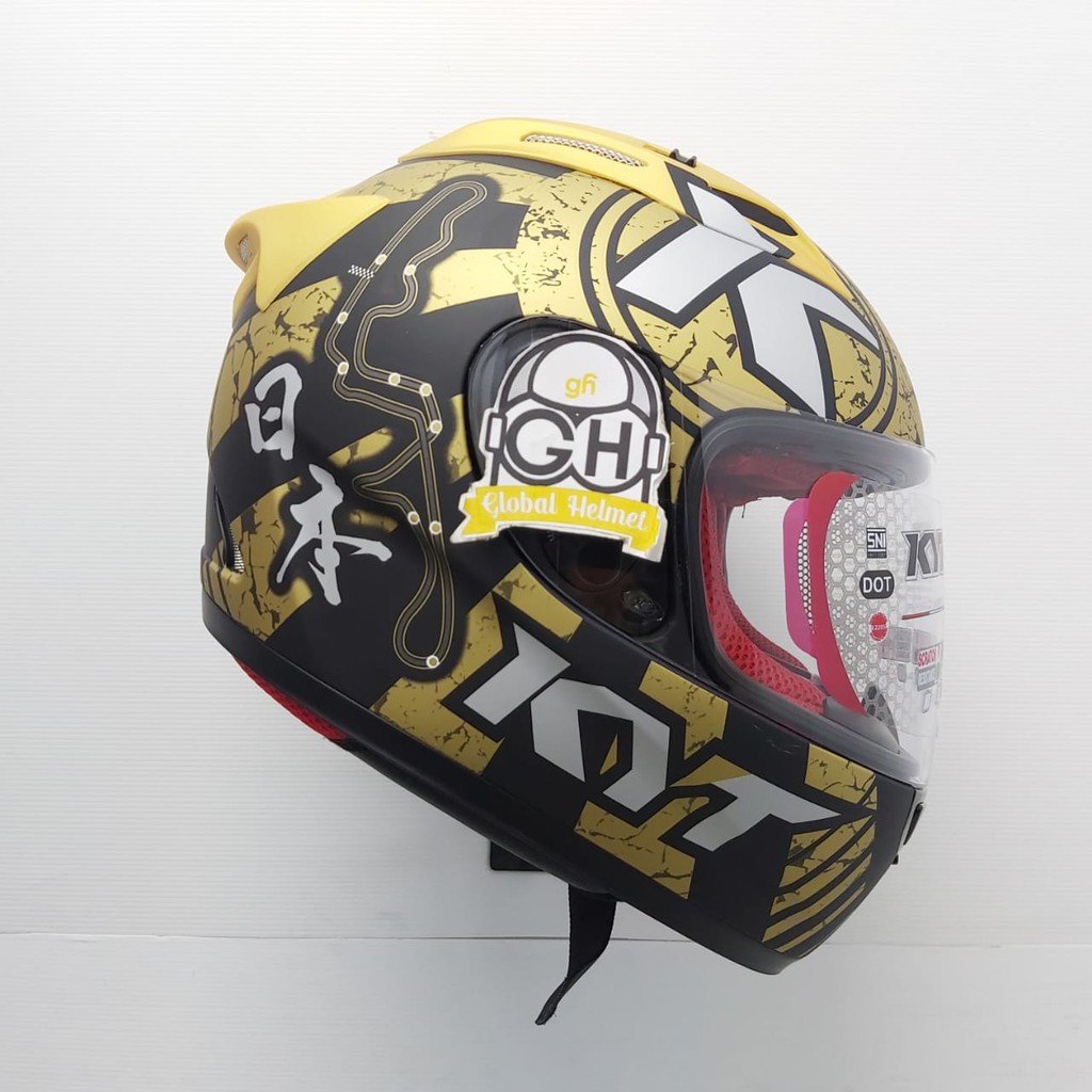 HELM FULL FACE KYT RC7 RC-7 RC SEVEN MOTIF #17 BLACK GOLD DOFF