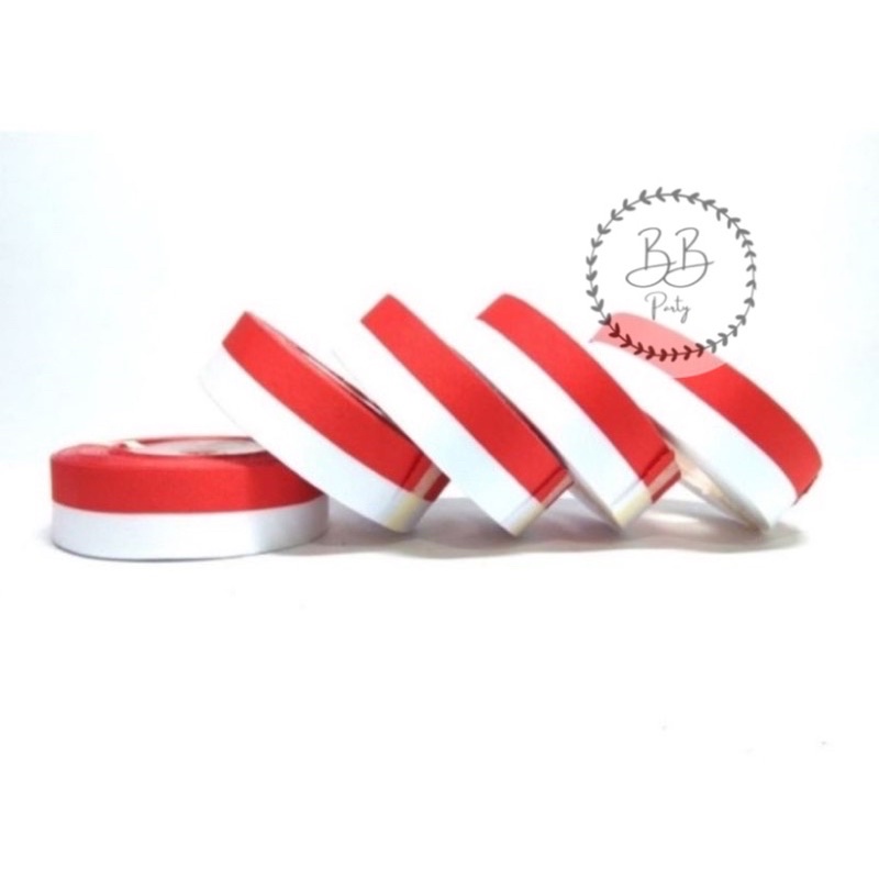 

Pita Satin Merah Putih Ukuran 1”inch / Pita Merah Putih 2,5cm