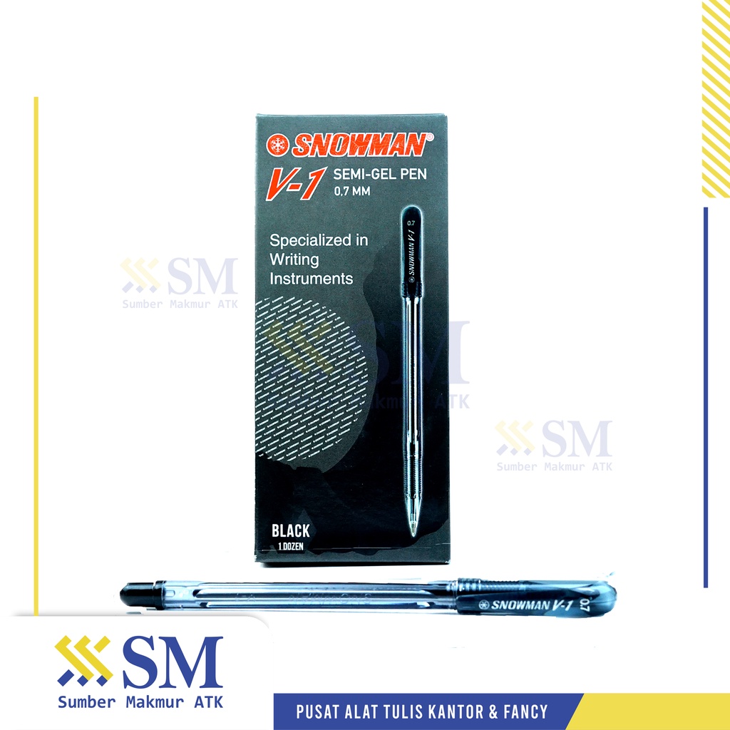 

(PAK) PULPEN / BALLPOINT SNOWMAN V1 HITAM ISI 12 PCS