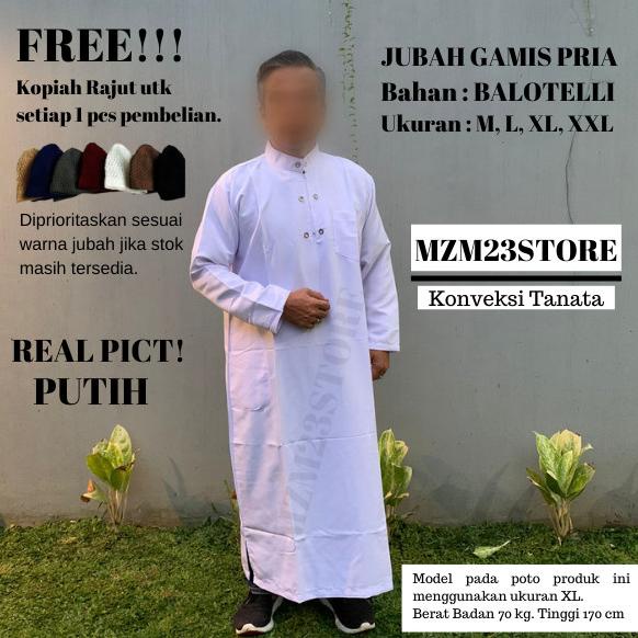 Jubah Gamis Putih/Jubah Gamis Pria/Jubah Gamis Murah/Baju Jubah Pria