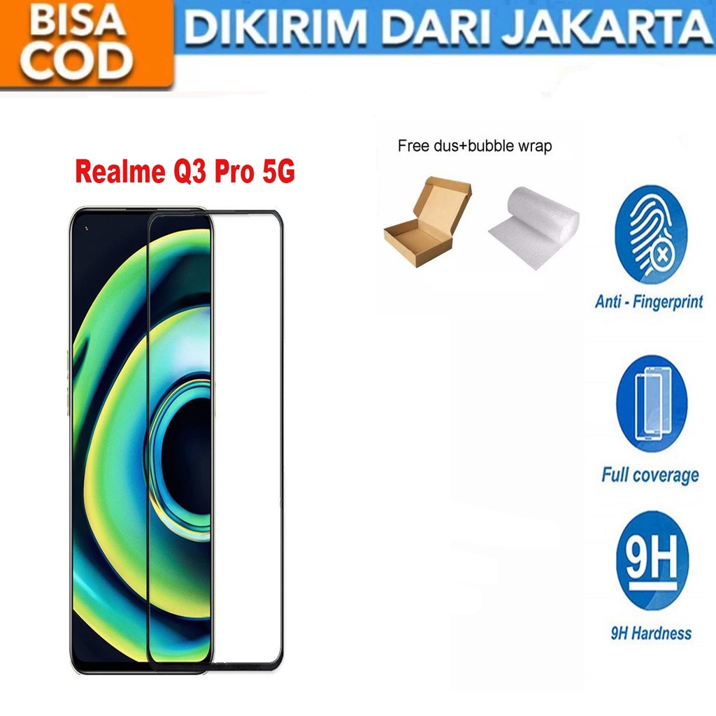 Tempered Glass Realme Q3 Pro Full Cover/Full Screen Screen Protector Anti Gores