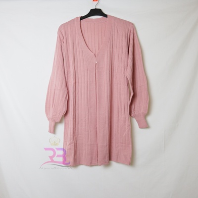 Bubble Long Cardy | Cardigan Rajut Wanita | long outer cardy-DUSTY PINK