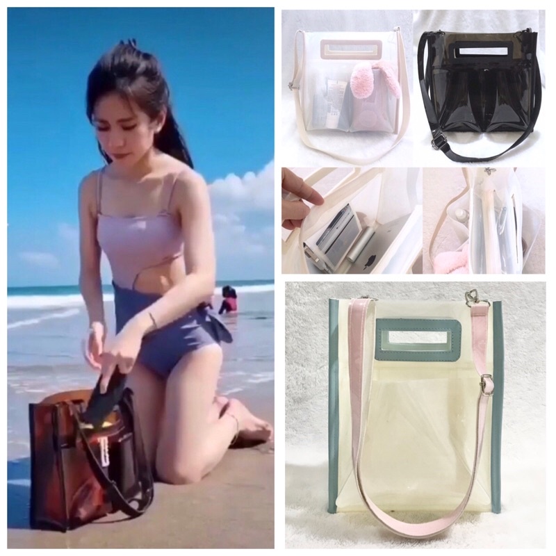 Tas Konser Pvc / Tas new normal /Tas Mika Selempang Wanita / Tas pvc konser / Tas pvc / tas jelly  /Tas Kerja bahu