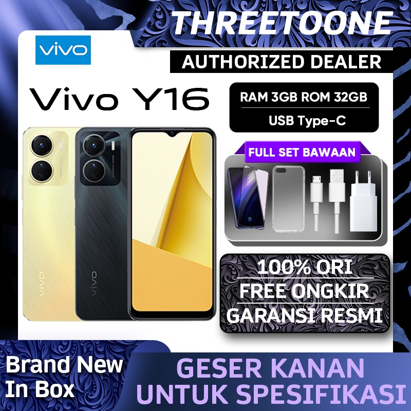 Vivo Y16 Y15S RAM 4GB ROM 128GB Garansi Resmi 1 Tahun 2023 handphone murah promo