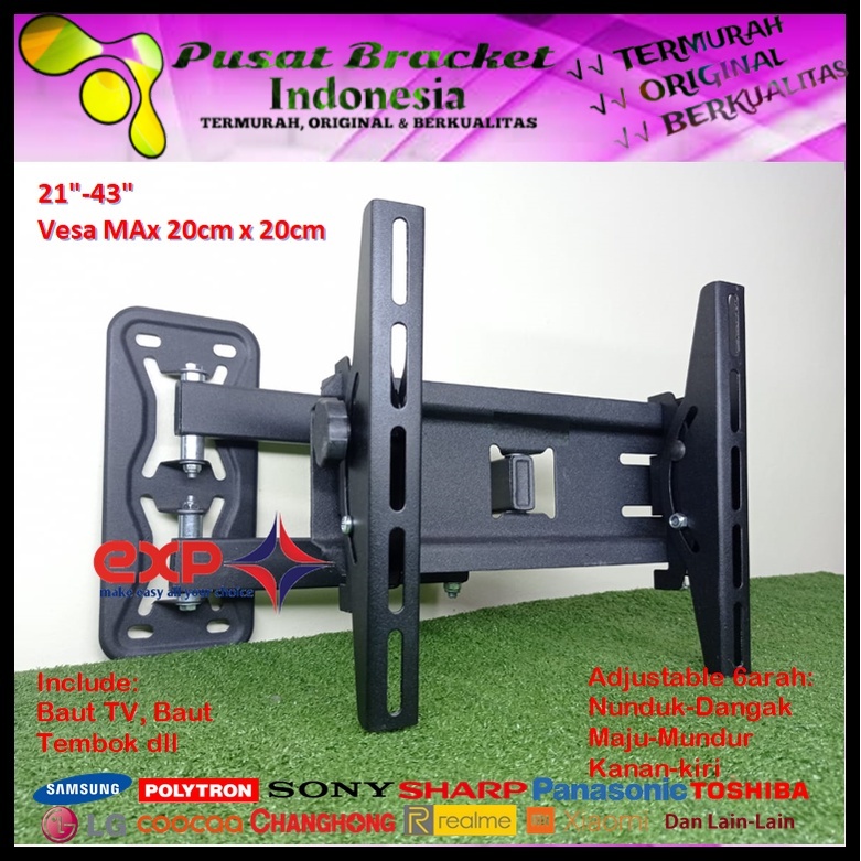 Bracket TV COOCAA 14 s/d 43 inch 6 ARAH FULL BESI SUPER KOKOH GARANSI 100% ORI