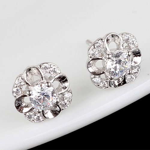 Hu Hu Hu Hu Hu Alat Bantu Pasang Kacamata♡ Anting Tusuk Motif Bunga Hollow Bahan Sterling Silver 925 Hias Berlian Imitasi Untuk Wanita