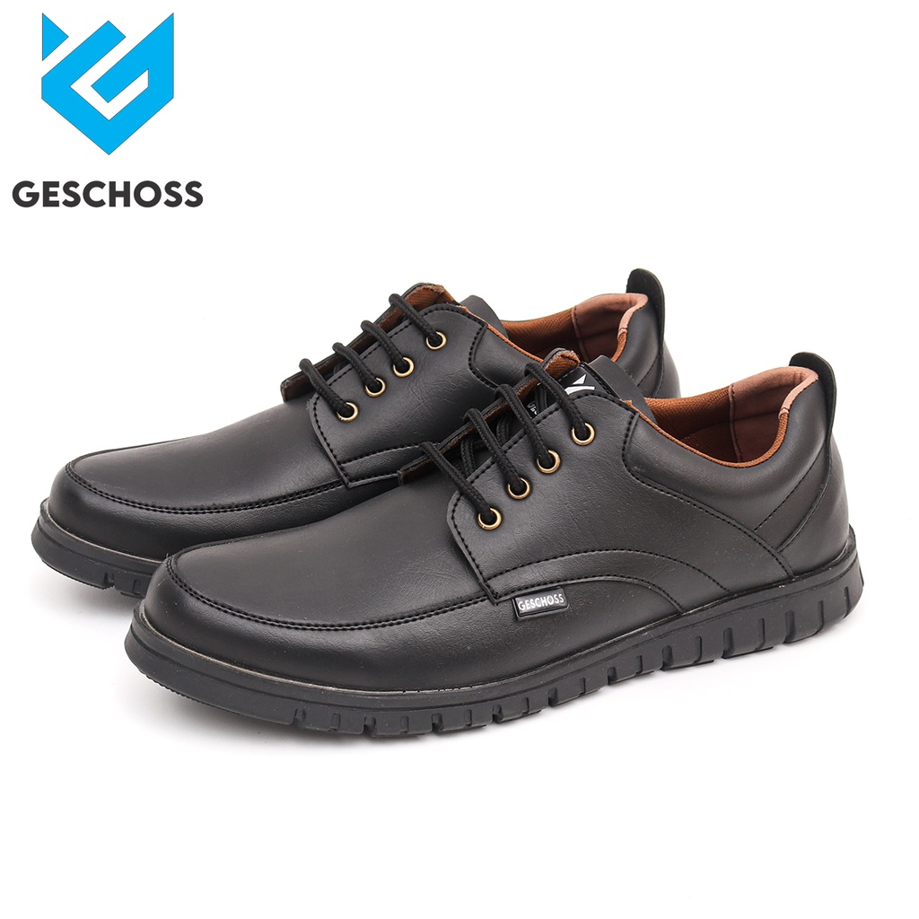 FULL BLACK |GESCHOSS GSH-7811| Sepatu Kasual Pria | Oxford Pantofel Formal