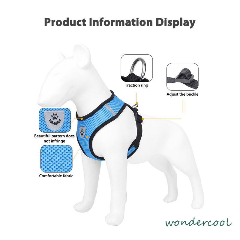 Pet Chest Back Leash Mesh Strip Reflektif Crossing Road Perlengkapan Hewan Peliharaan tahan aus-Won