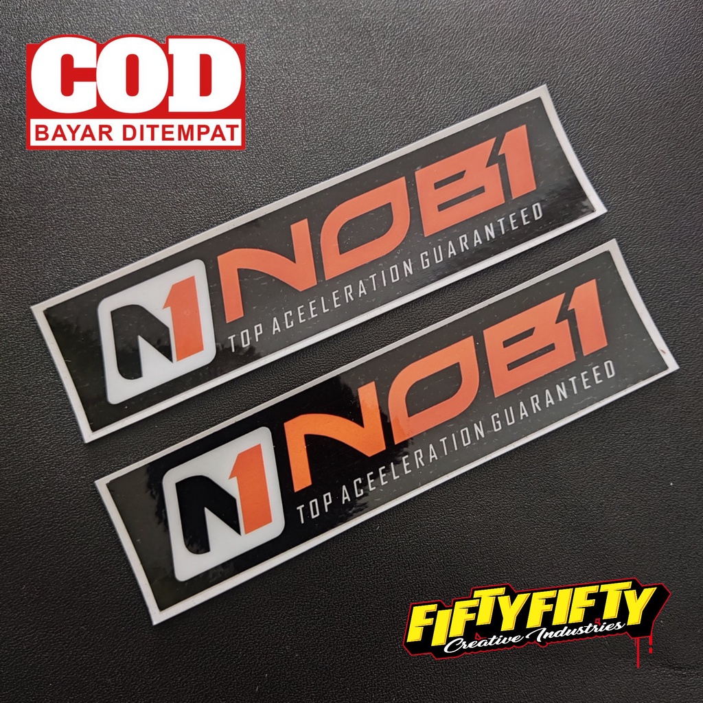 Stiker Print Cut NOBI Stiker Printing Laminasi Glossy Tahan Air Stiker Motor Mobil Helm Sudah Membentuk Pola Desain