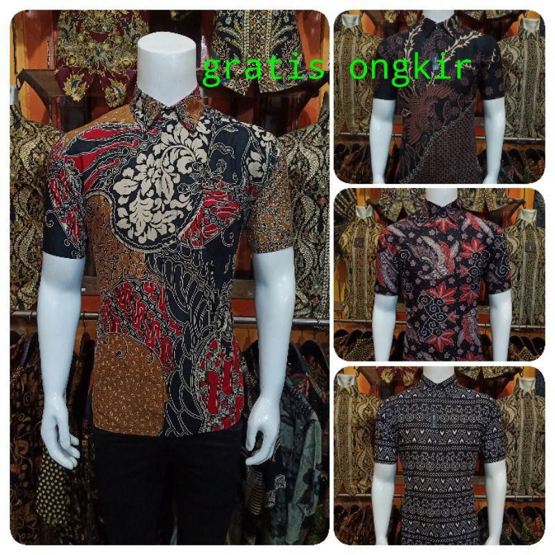 kemeja batik pria lengan pendek baju batik pria batik kantor seragam kerja ukuran reguler m.l.xl