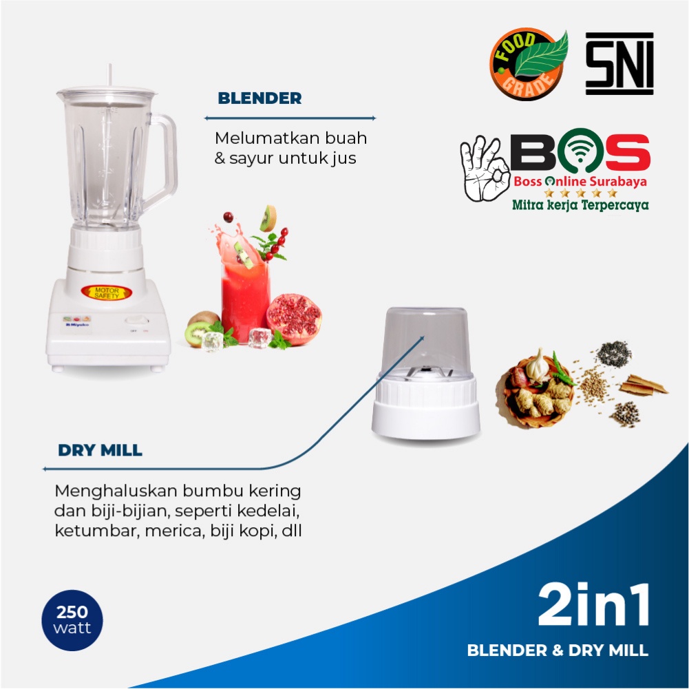 Blender Miyako Kaca 2 in 1 BL 101 GS / BL-101GS Blender Kaca Miyako