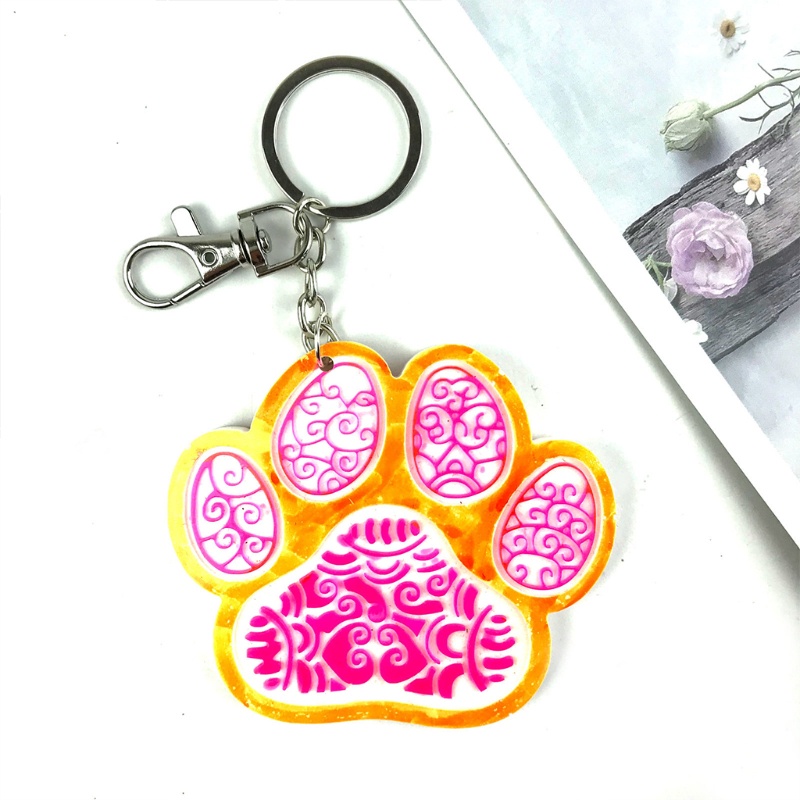 Siy Cetakan Resin Epoksi Bentuk Tapak Kaki Anjing Mandala Handmade Diy Bahan Silikon