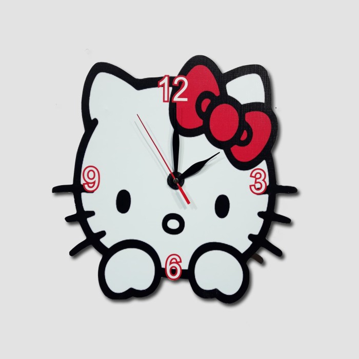 HIASAN DINDING RUMAH JAM DINDING MOTIF HELLO KITTY 30CM