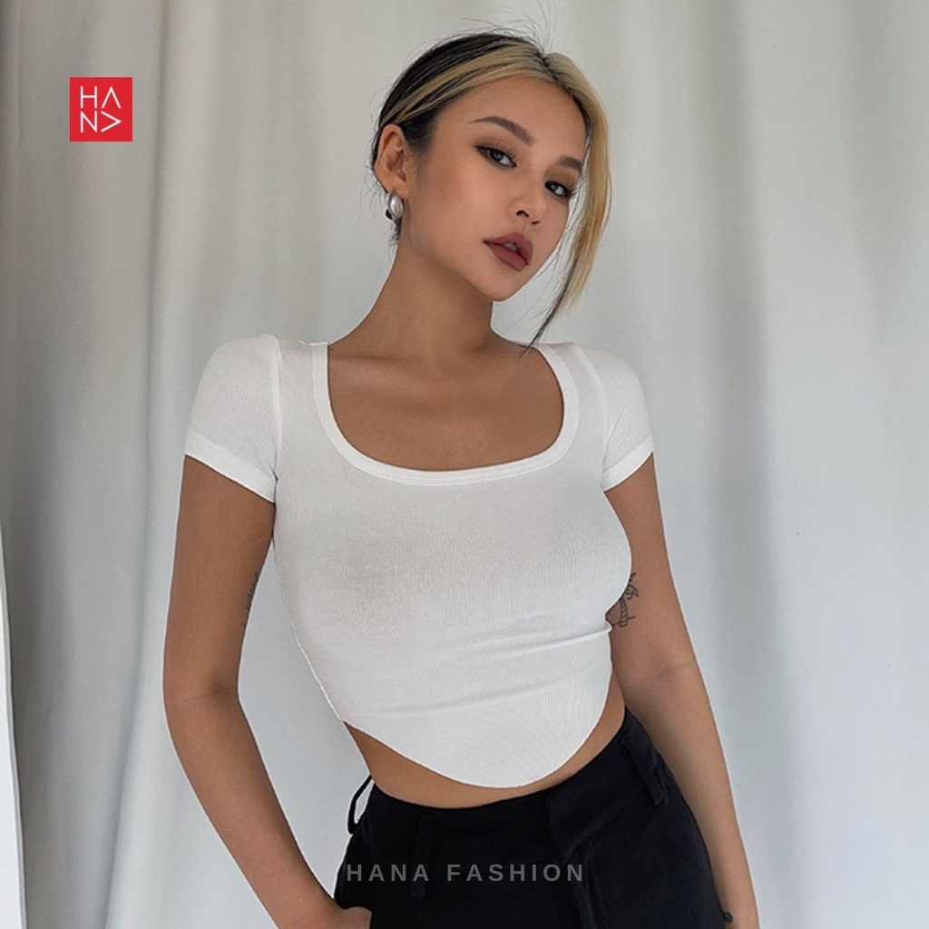 Hana Fashion - Audrey Ribbed Crop Top Wanita - CT192