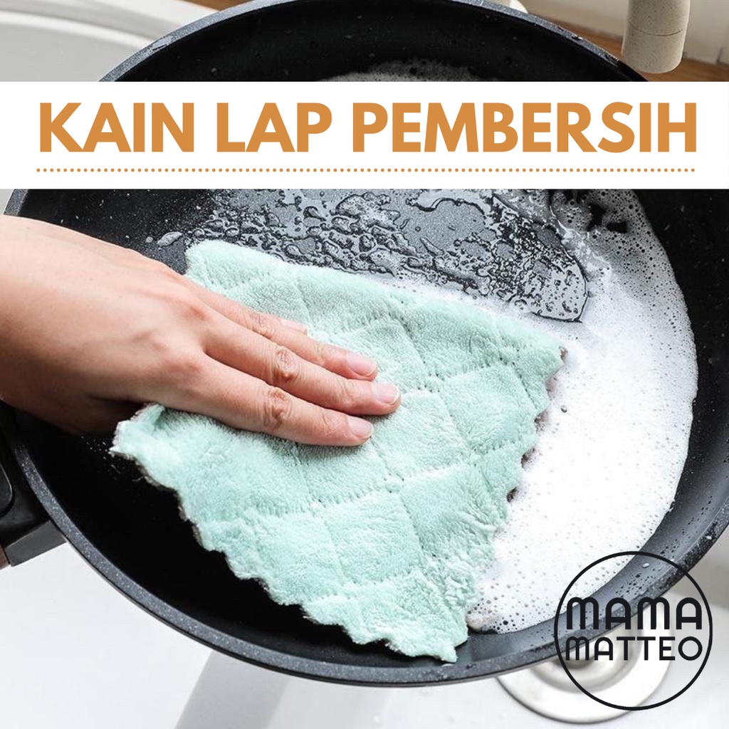 Kain Lap Dapur Anti Minyak Super Lembut / Kain Lap Piring Gelas Coral Fleece / Kain Meja Serbaguna Murah