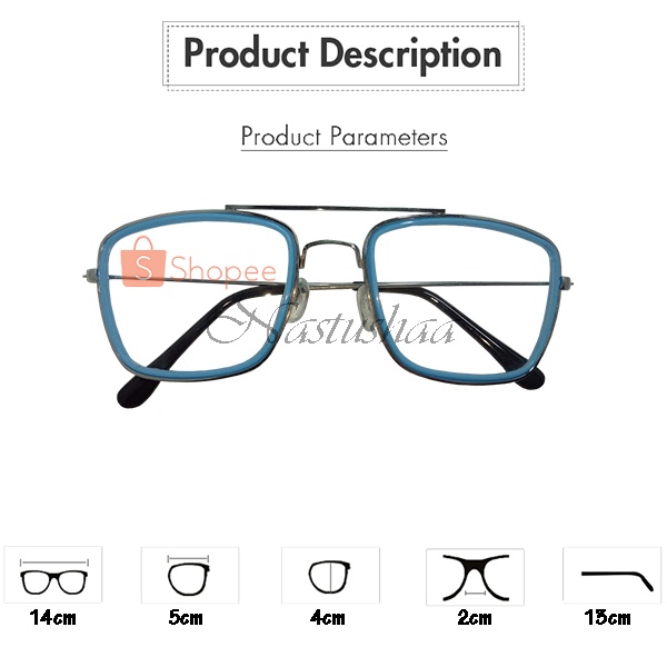 Kacamata Fashion Lensa Transparan Double Frame Glasses Untuk Pria dan Wanita Model Aviator Square Gaya Korea NOCASE