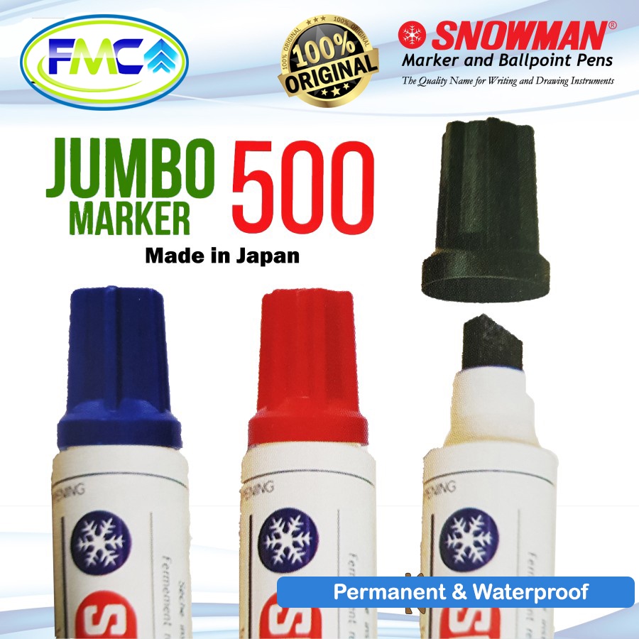 Spidol Permanen Besar Jumbo Snowman Warna Hitam Merah Biru Original Asli Sepidol Karung Kardus Waterproof Anti Air