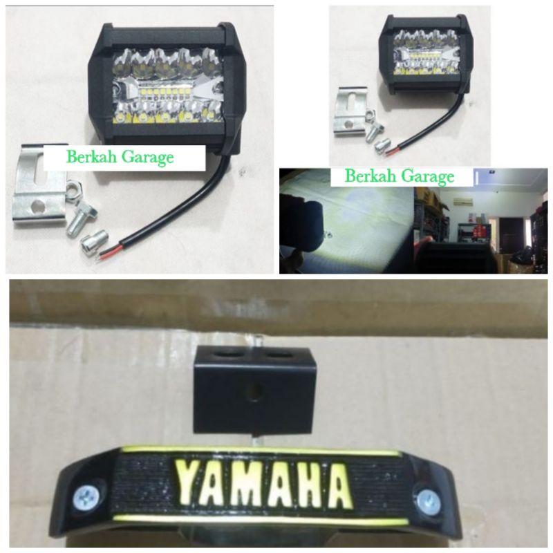 Lampu Tembak Sorot Cwl Cree Work Light 18 Mata Led Kotak Super Terang Plus Kumis Plus Dudukan Lampu