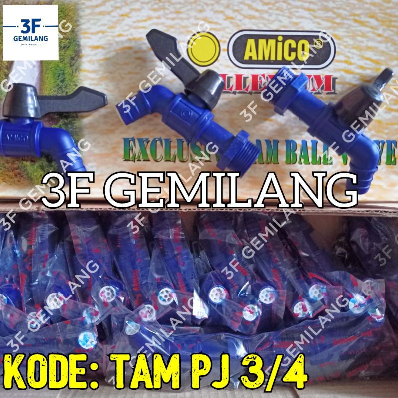 TAM PJ 3/4 - Kran Keran Air PVC Taman Panjang BOLA DAN AS KUNINGAN Uk. 3/4 AMICO