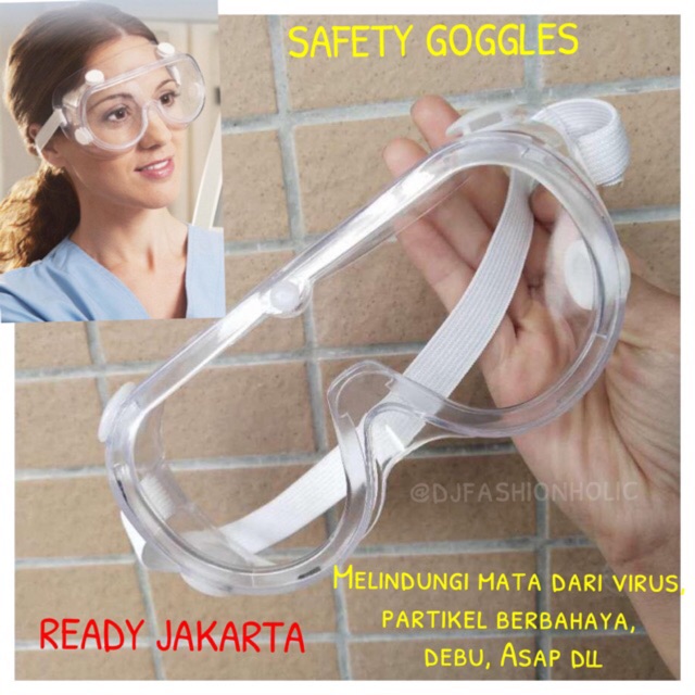 READY JAKARTA SAFETY GOGGLES ANTI-FOG/ kacamata laboratorium / kacamata medis