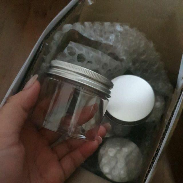 Botol Toples Jar Plastik Tutup Aluminium 80ml Ready Stock 6pc