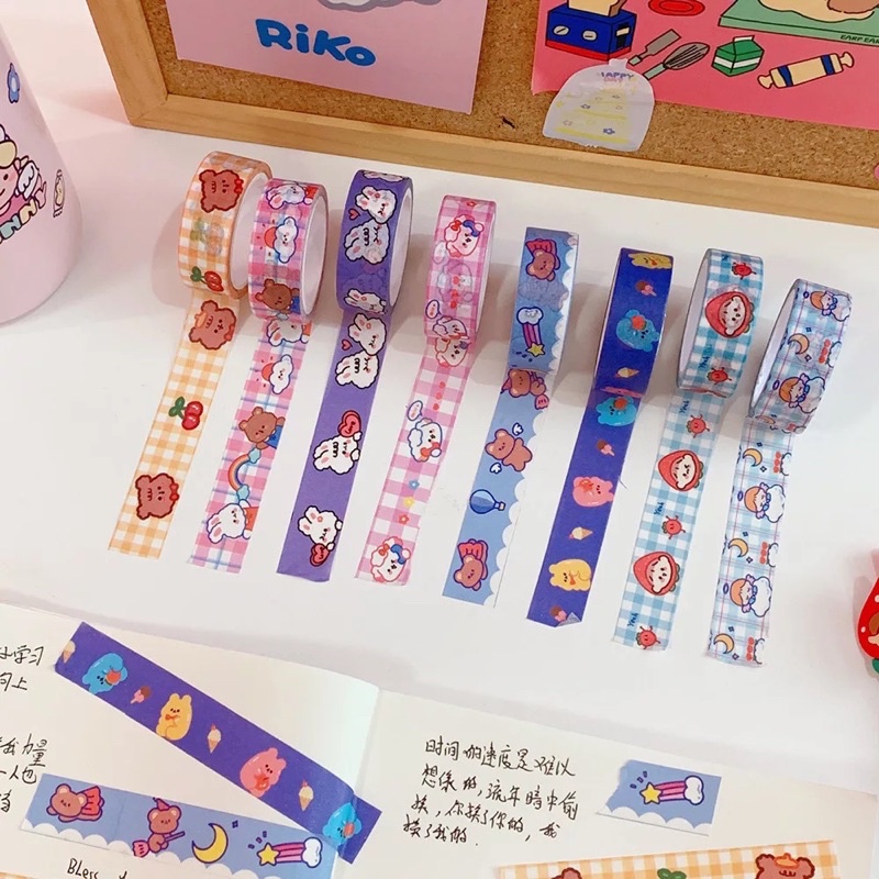 

washi tape / selotip kawaii cute bear / korean stationary / selotip kertas / sticker planner deco