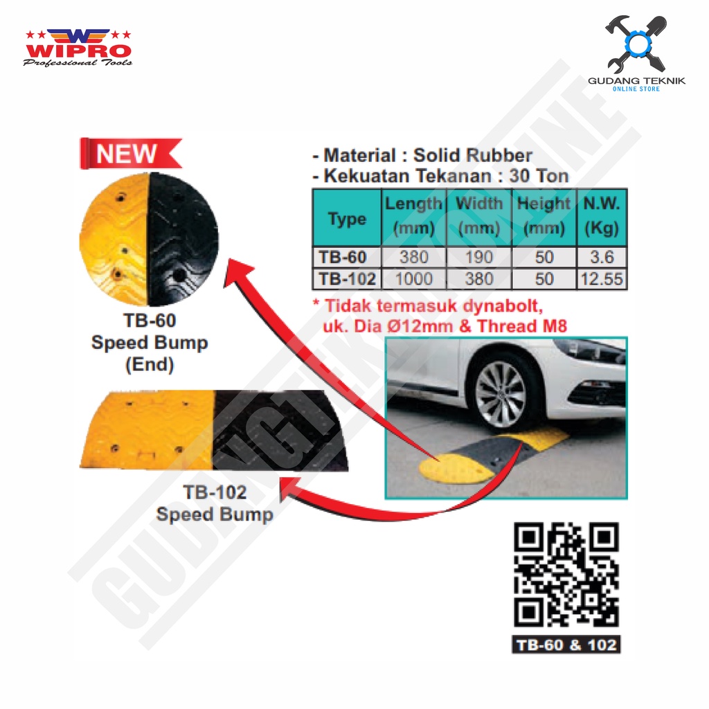 Speed Bump Solid Rubber 30 Ton WIPRO TB-60 / Polisi Tidur Karet  30T WIPRO TB60 - TB 60 Wipro