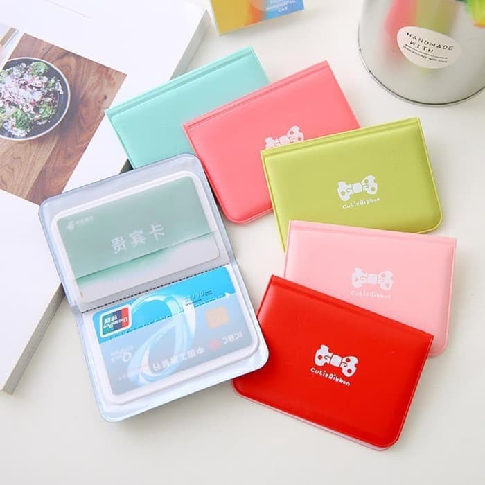 Dompet Kartu Mini Card Holder Lucu Atm Plastik Motif Cute Ribbon (Isi 12 Kartu)