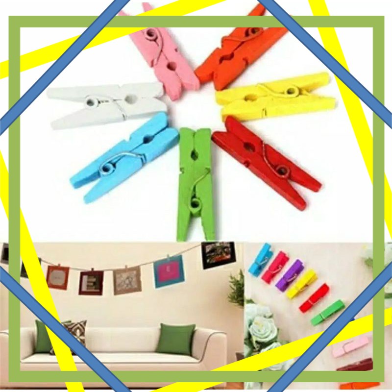 PENJEPIT FOTO 3 PCS Jepitan / Penjepit Foto Kayu - Wooden Clip Photo Warna Warni