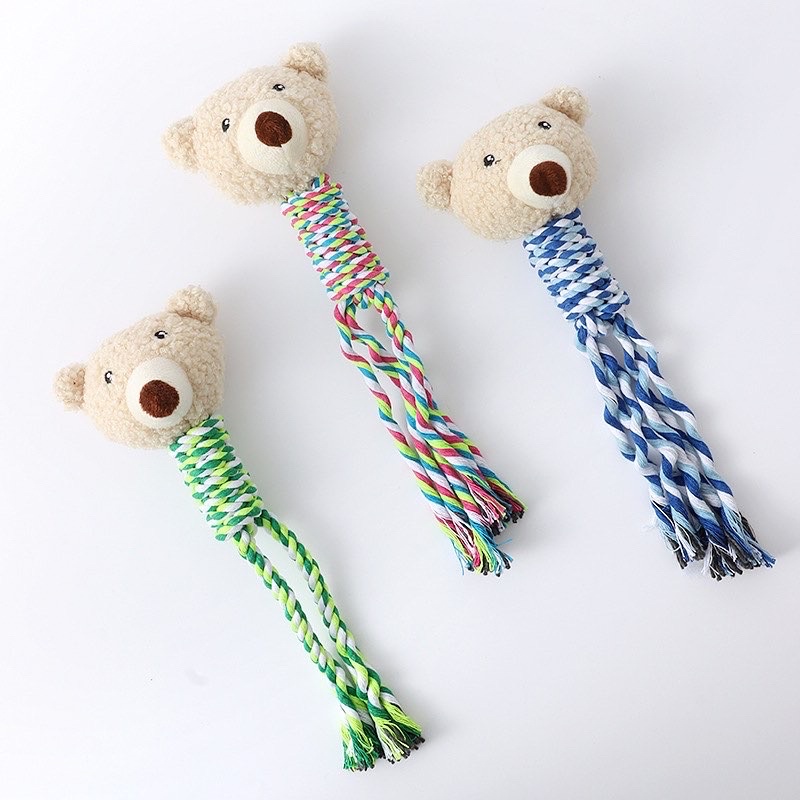 TEDDY BEAR Squeaky Toy with Chewing Rope