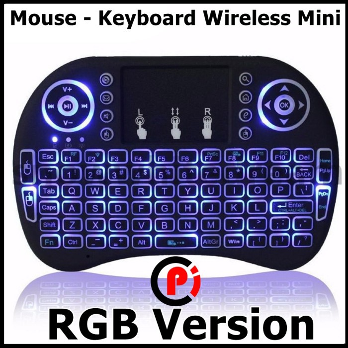 Air Mouse Wireless Mini Keyboard 2.4GHz Dengan Touch Pad RGB Version