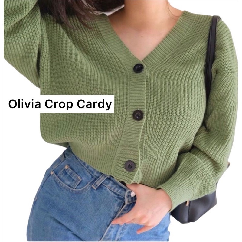 Olivia Cardy Crop / Eireen Crop Cardy / Cardigan Rajut Olivia / Cardi Balon REAL PICT By NARTS !!!-0