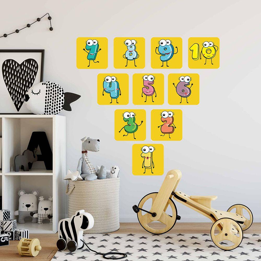 Wonder Hopscotch Game Self-adhesive Dekorasi Rumah Nursery Decals Kartun Angka Grids