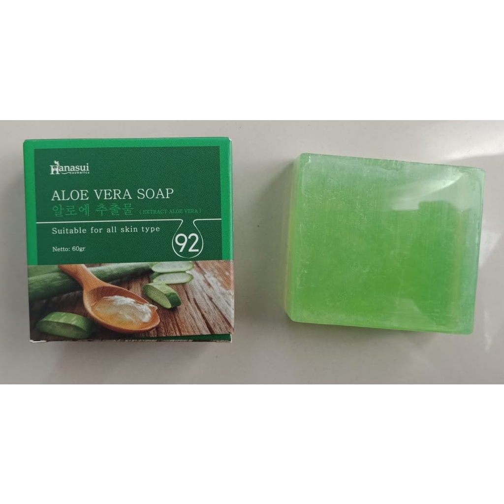 [COD] Hanasui Sabun Aloevera Ekstrak Lidah Buaya 92% Memutihkan Kulit dalam 2 Minggu -  60gram BPOM 100% Original