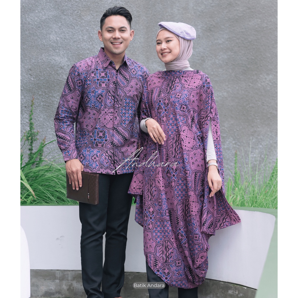 Couple Batik Modern Keluarga Set Kaftan Paris Premium CPL8 Jagad Ungu Jagu