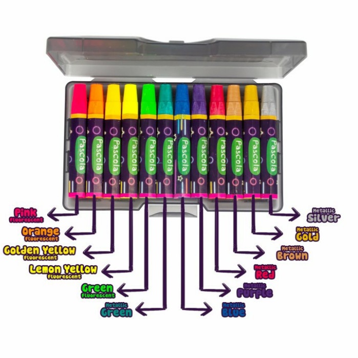 

PASTEL-DRY-OIL- CRAYON PASCOLA FLUORESCENT METALLIC OIL PASTEL 12 WARNA BRIGHT COLOR -OIL-DRY-