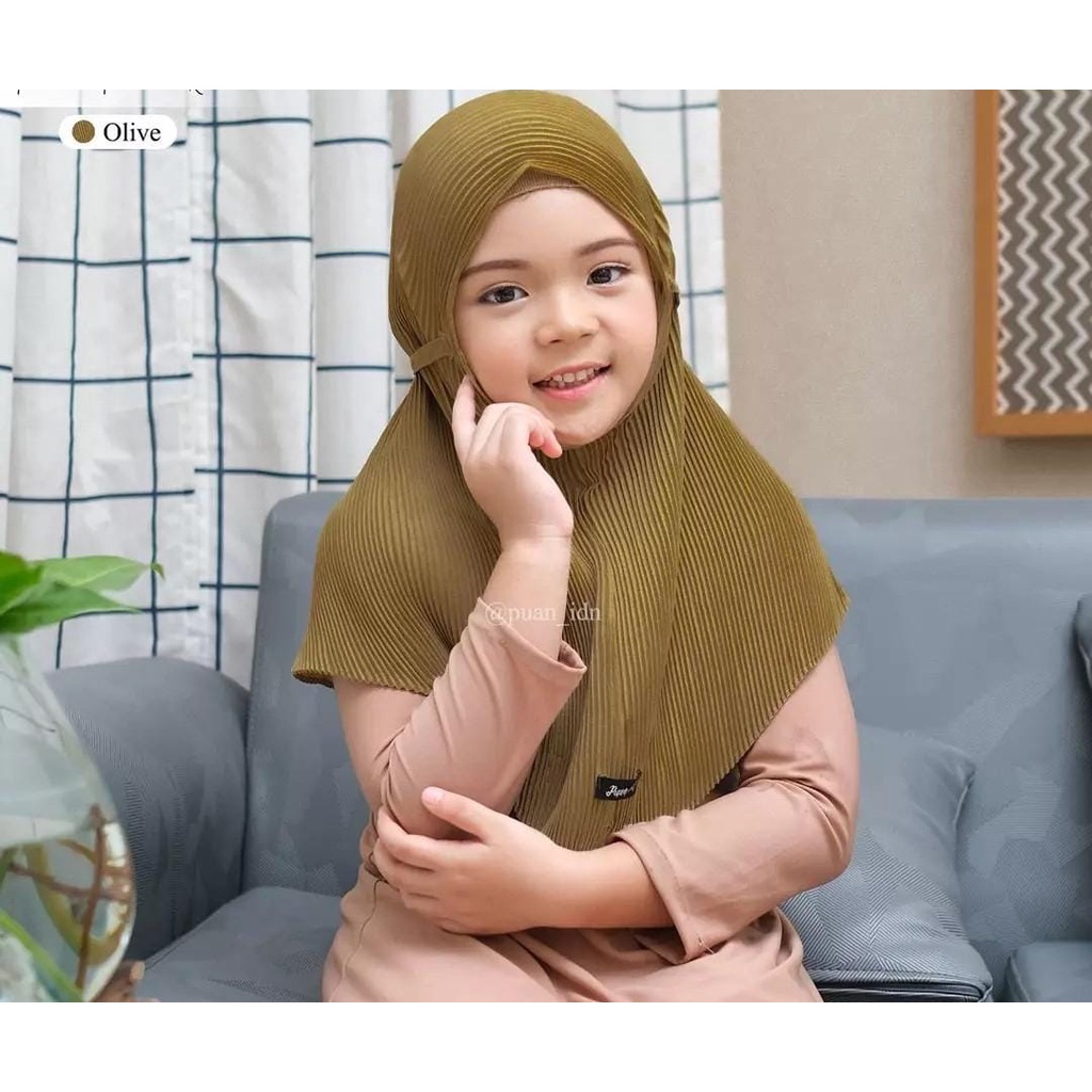 Bergo Maryam Plisket Anak/Bergo Full Plisket Anak Diamond