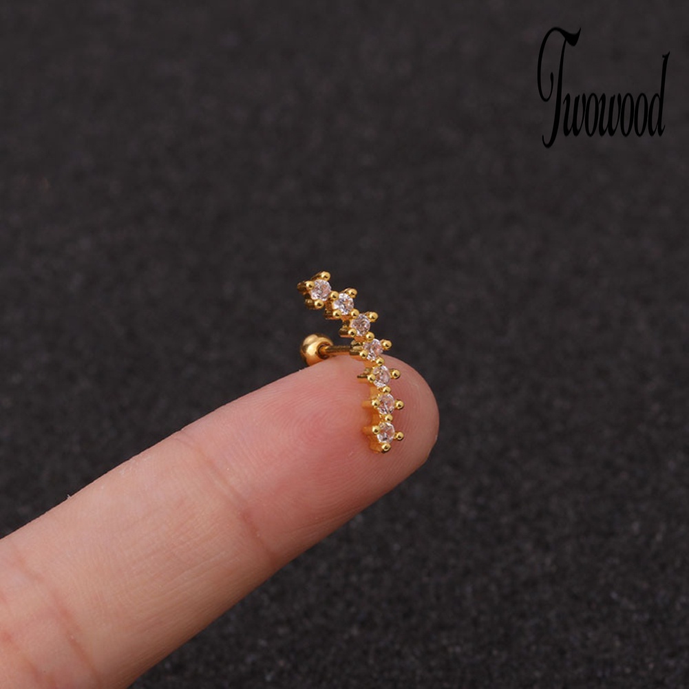 1 Pc Anting Stud Cubic Zirconia Bentuk Bintang Bulan Untuk Wanita