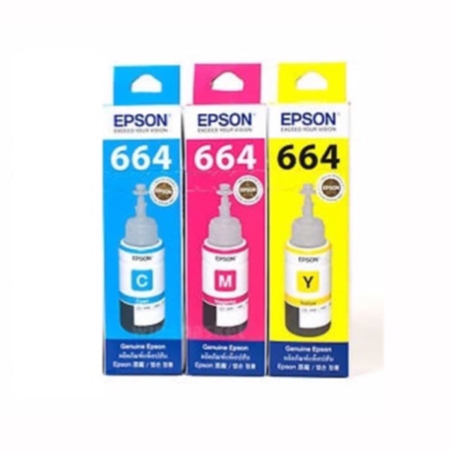 Tinta Epson ORIGINAL 664 C, M, Y for L100 L210 L120 RESMI