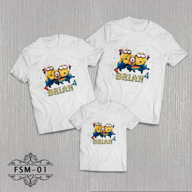 Minions family set anak kaos oblong pria wanita anak couple family custom