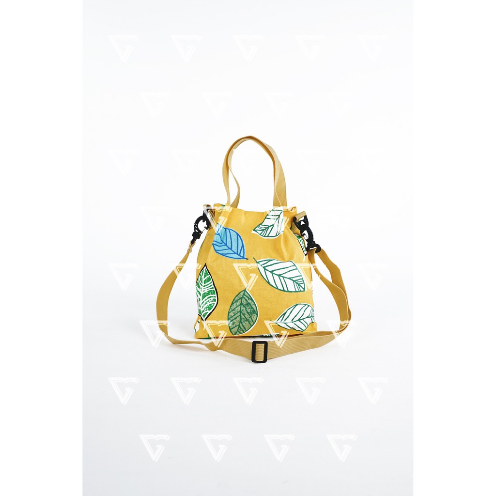 tas sling bag wanita korean style mini kekinian 2021 Motif Daun Nangka Kuning